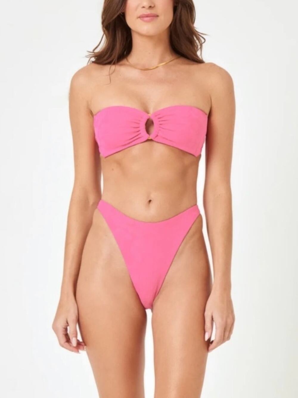 L*Space NWT Leilani Bottom Bitsy in Textured Bubble Gum Pink XL